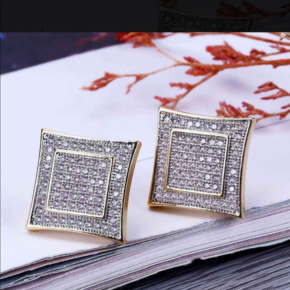 18K Gold Plated Square Diamonds - Picture 2 of 4